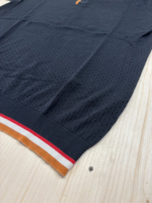 Antony Morato Perforated Knit Polo Navy