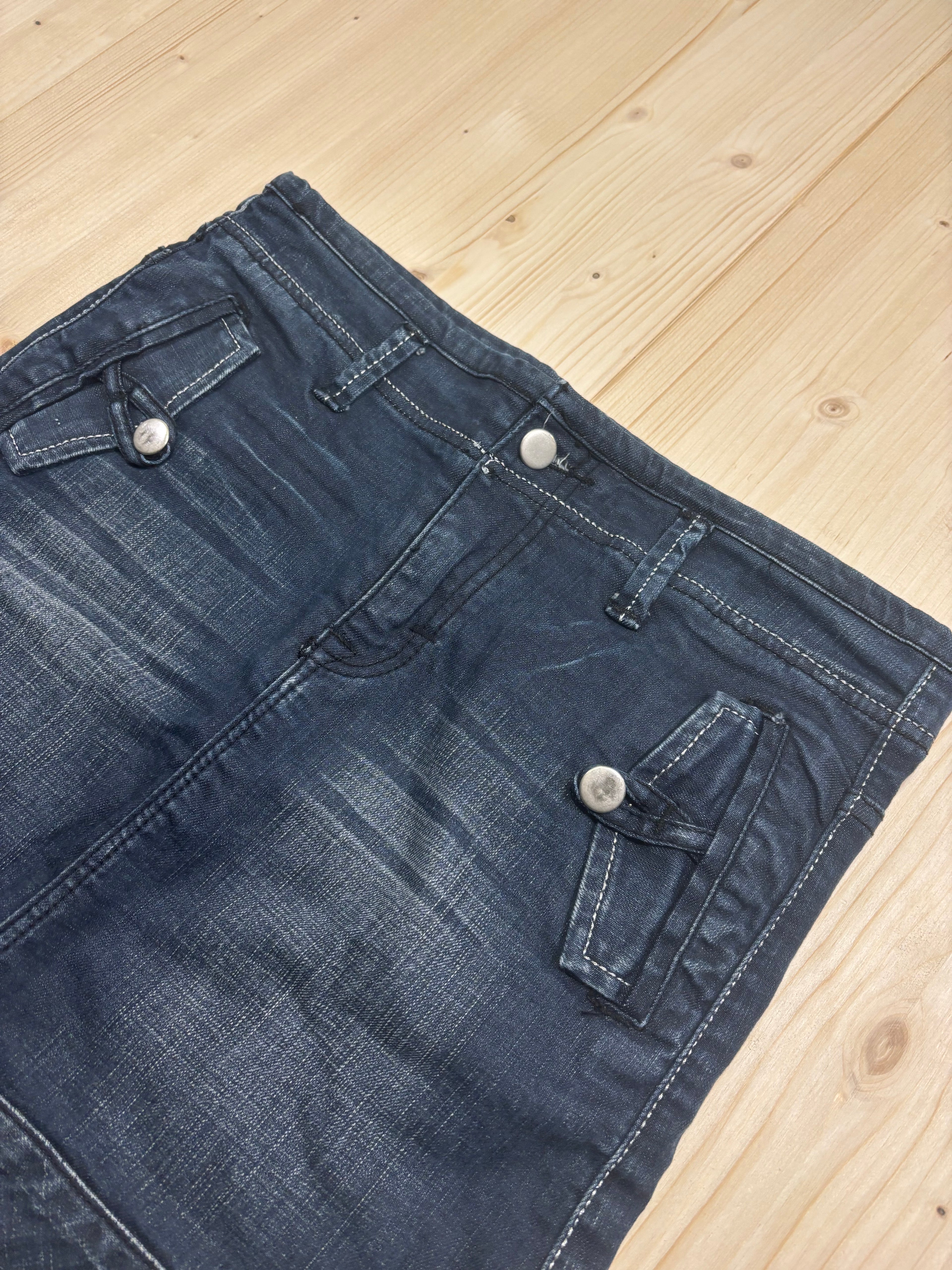 Mini Gonna Denim Vintage Blu Scuro Donna