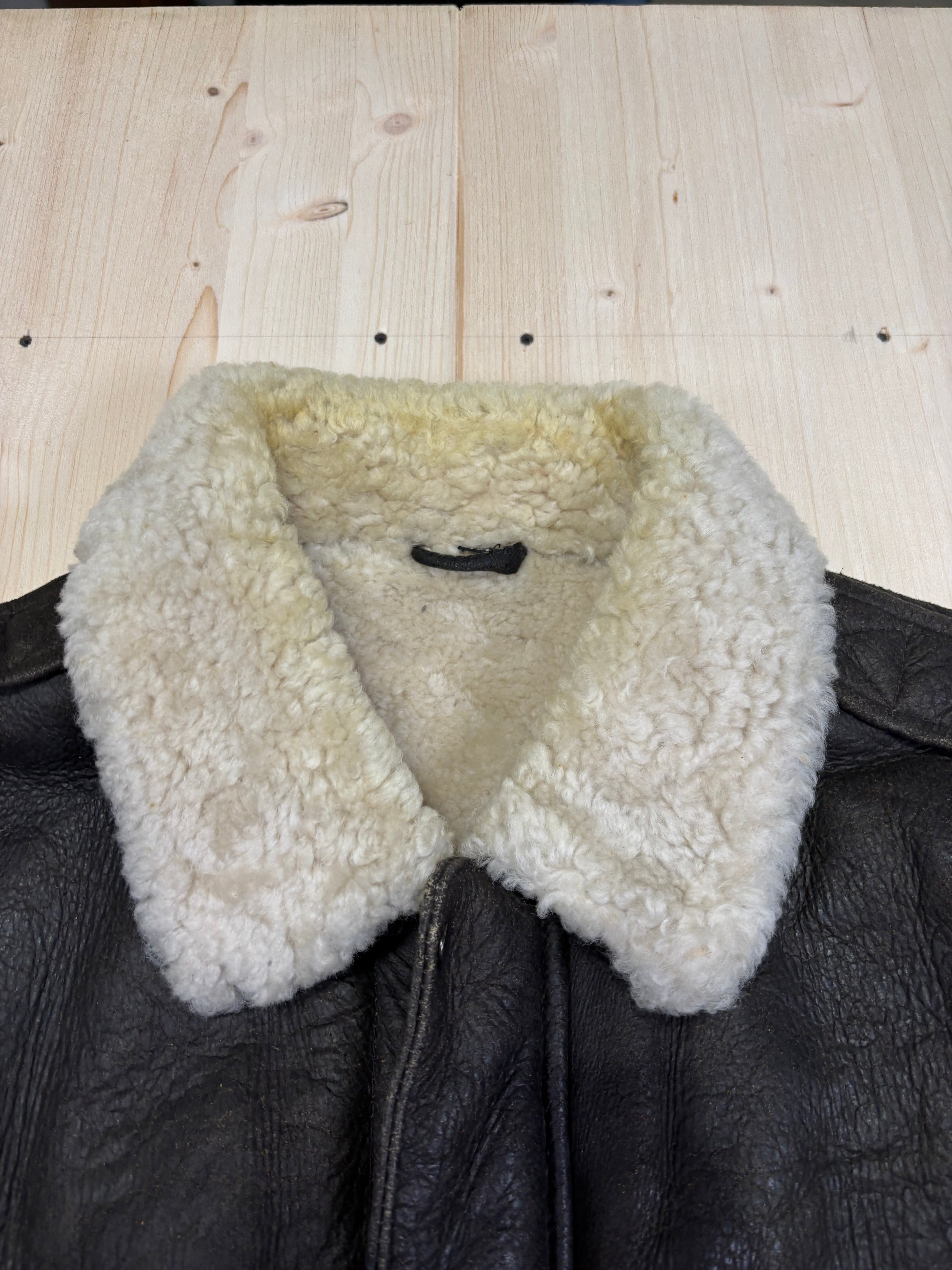Giacca Aviatore Vintage in Vera Pelle con Colletto in Shearling