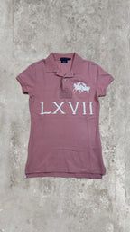 Polo Ralph Lauren Rosa con Maxi Logo e Numeri Romani LXVII - Slim Fit Donna