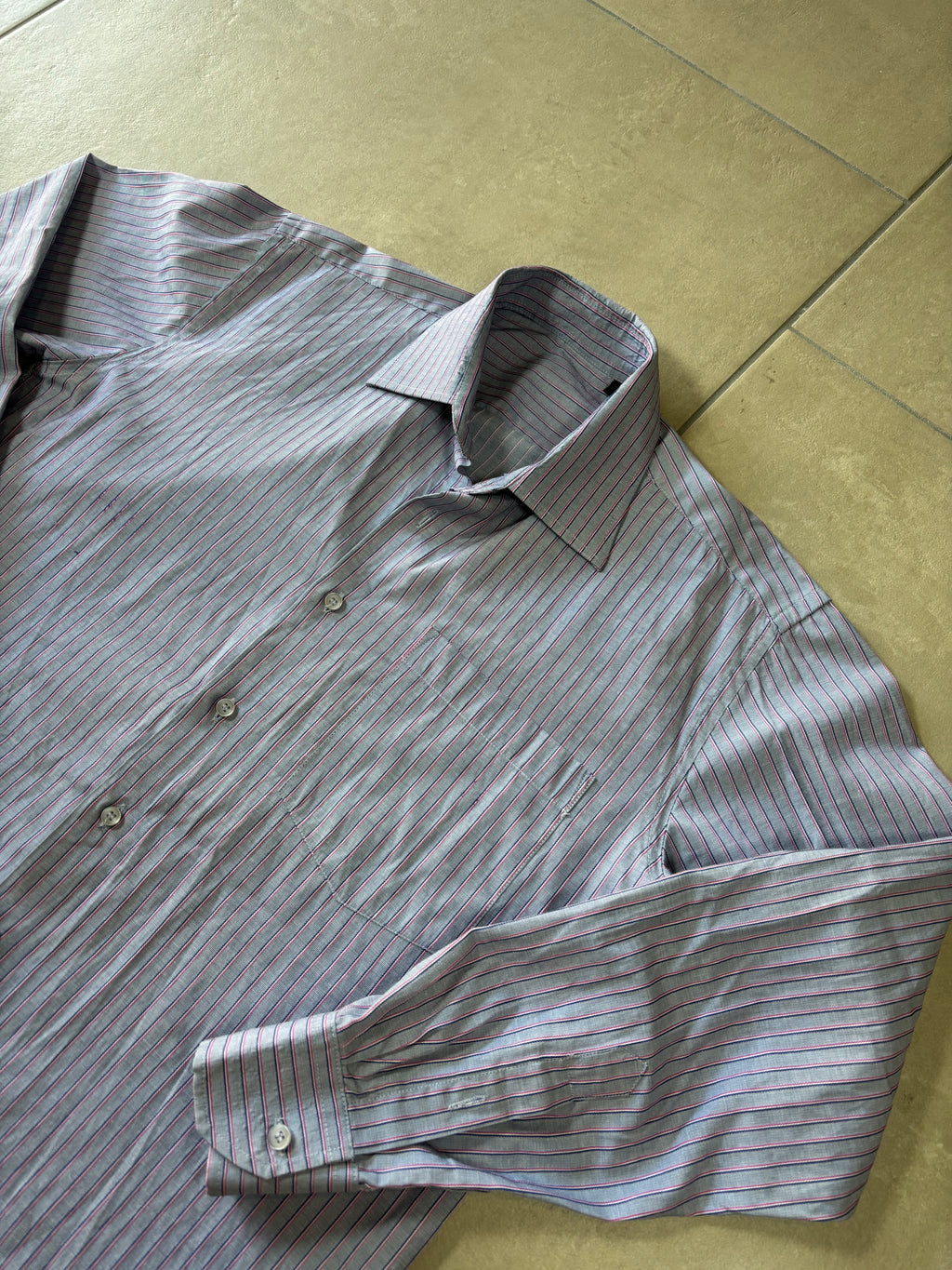 Striped Long Sleeve Shirt Blue & Red