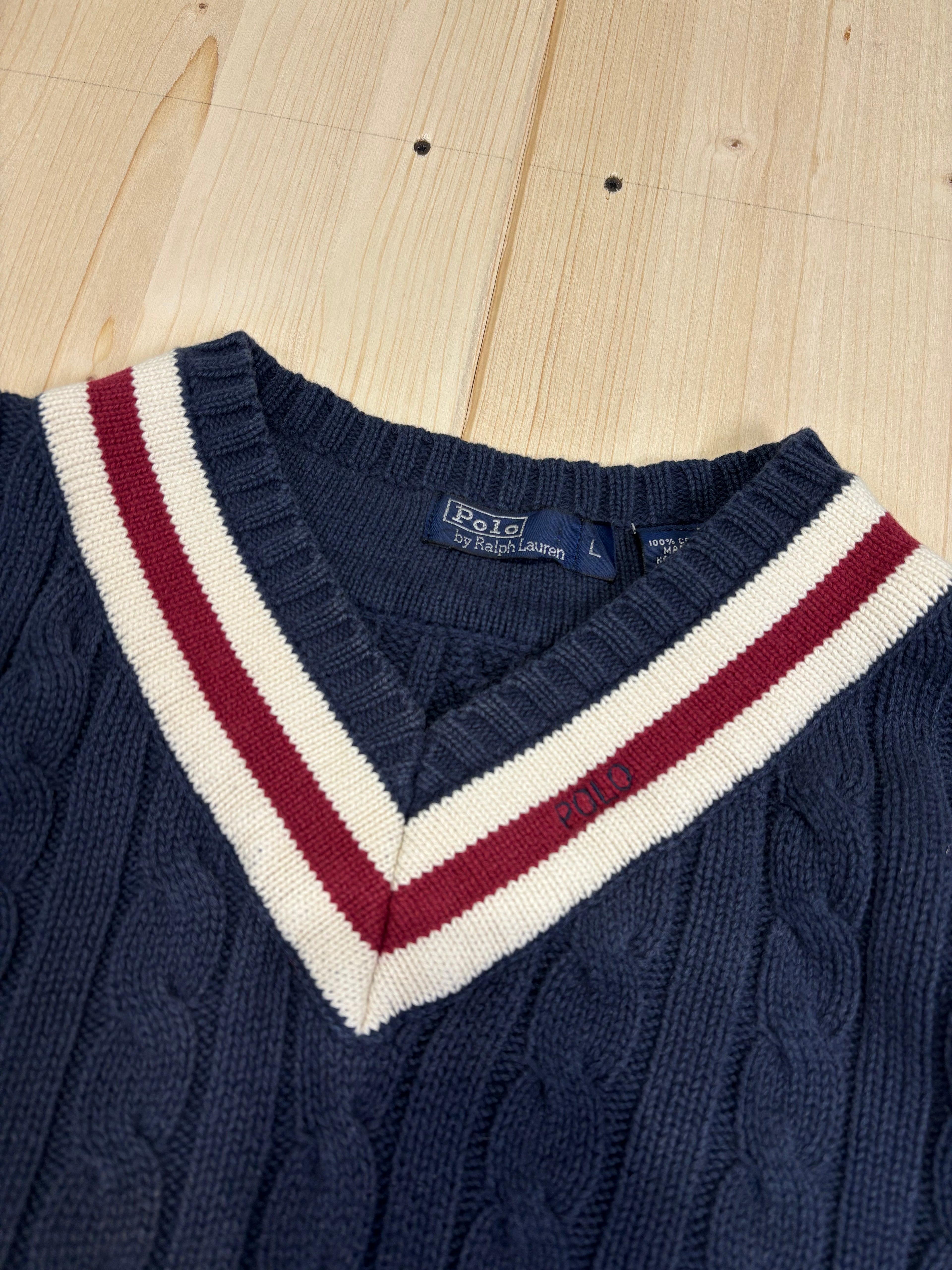 Polo Ralph Lauren Vintage V-Neck Sweater – Navy Blue