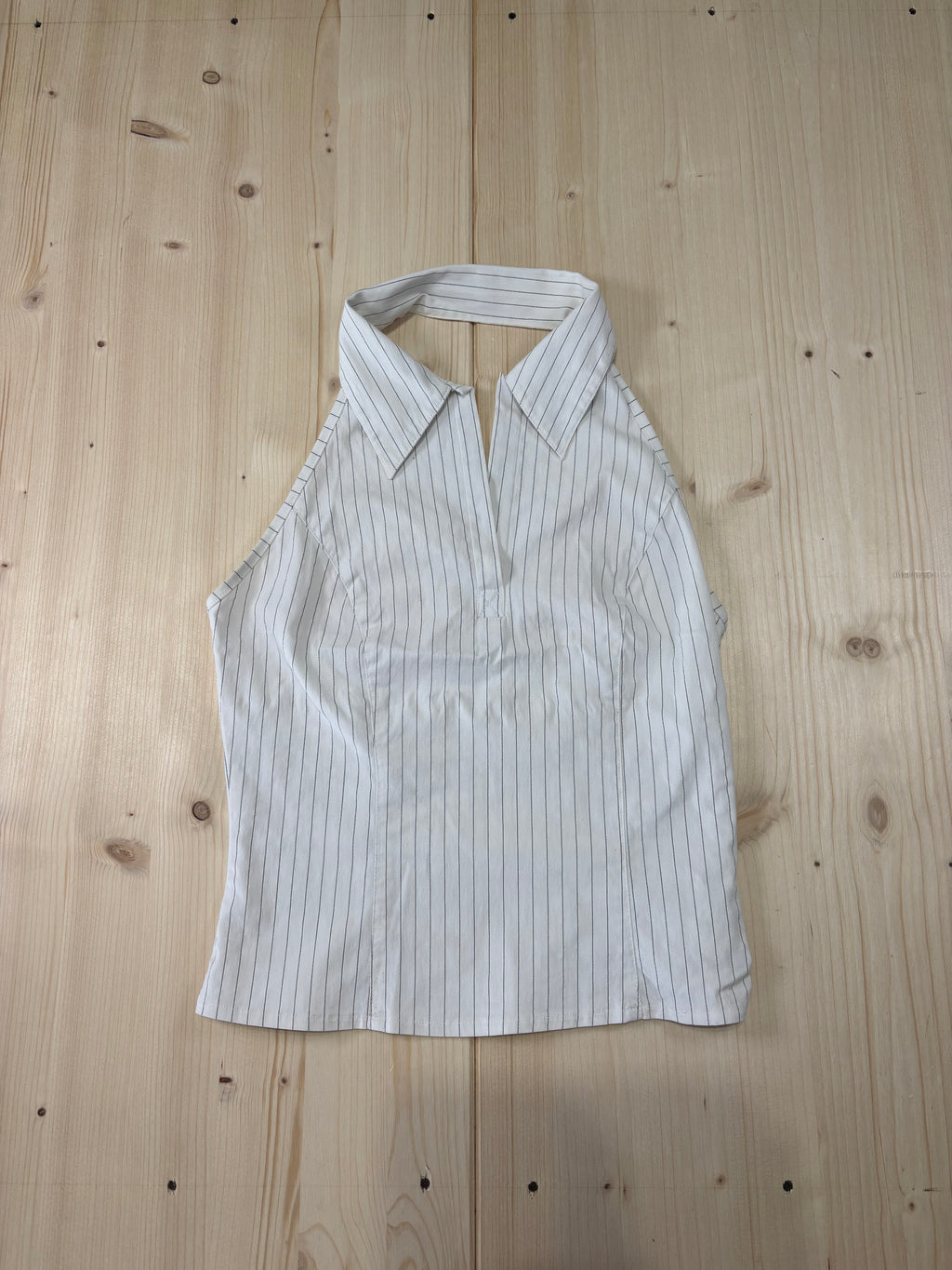 Top Donna Halter Pimkie Gessato Bianco Vintage
