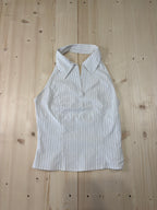 Top Donna Halter Pimkie Gessato Bianco Vintage
