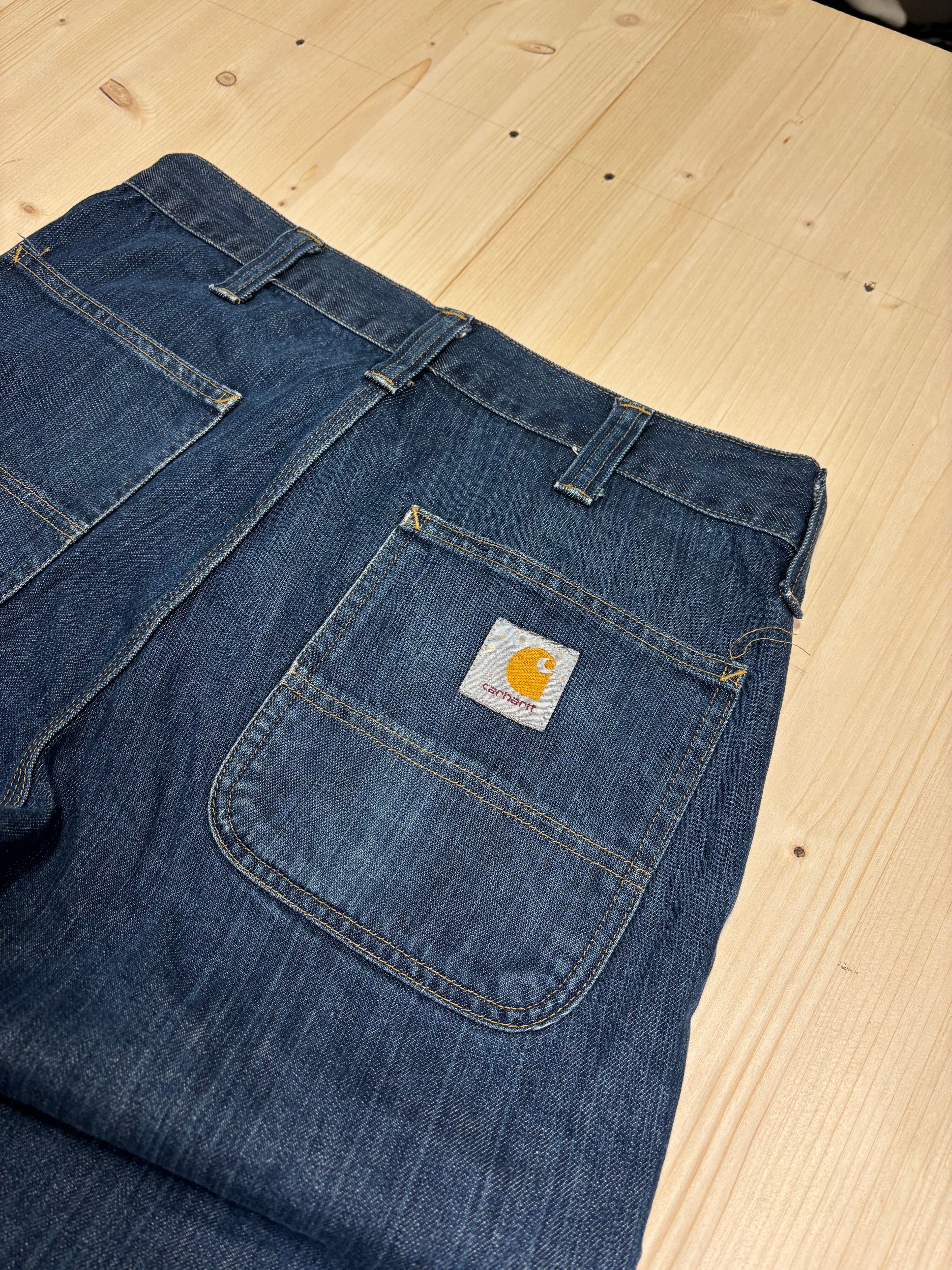 Vintage Carhartt Denim Work Shorts Dark Wash