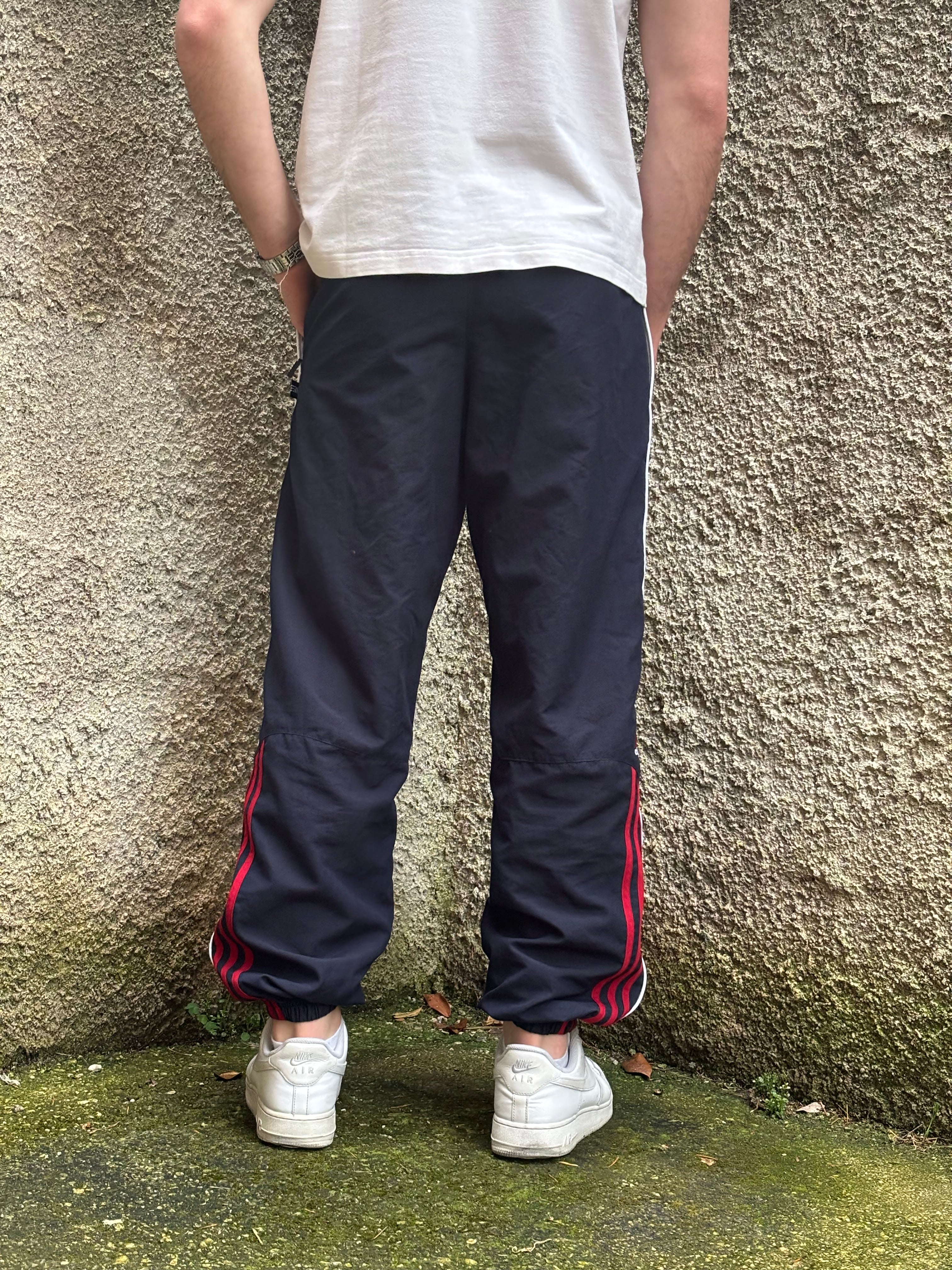 Adidas Vintage Track Pants Blu Navy Rosso Loose Fit