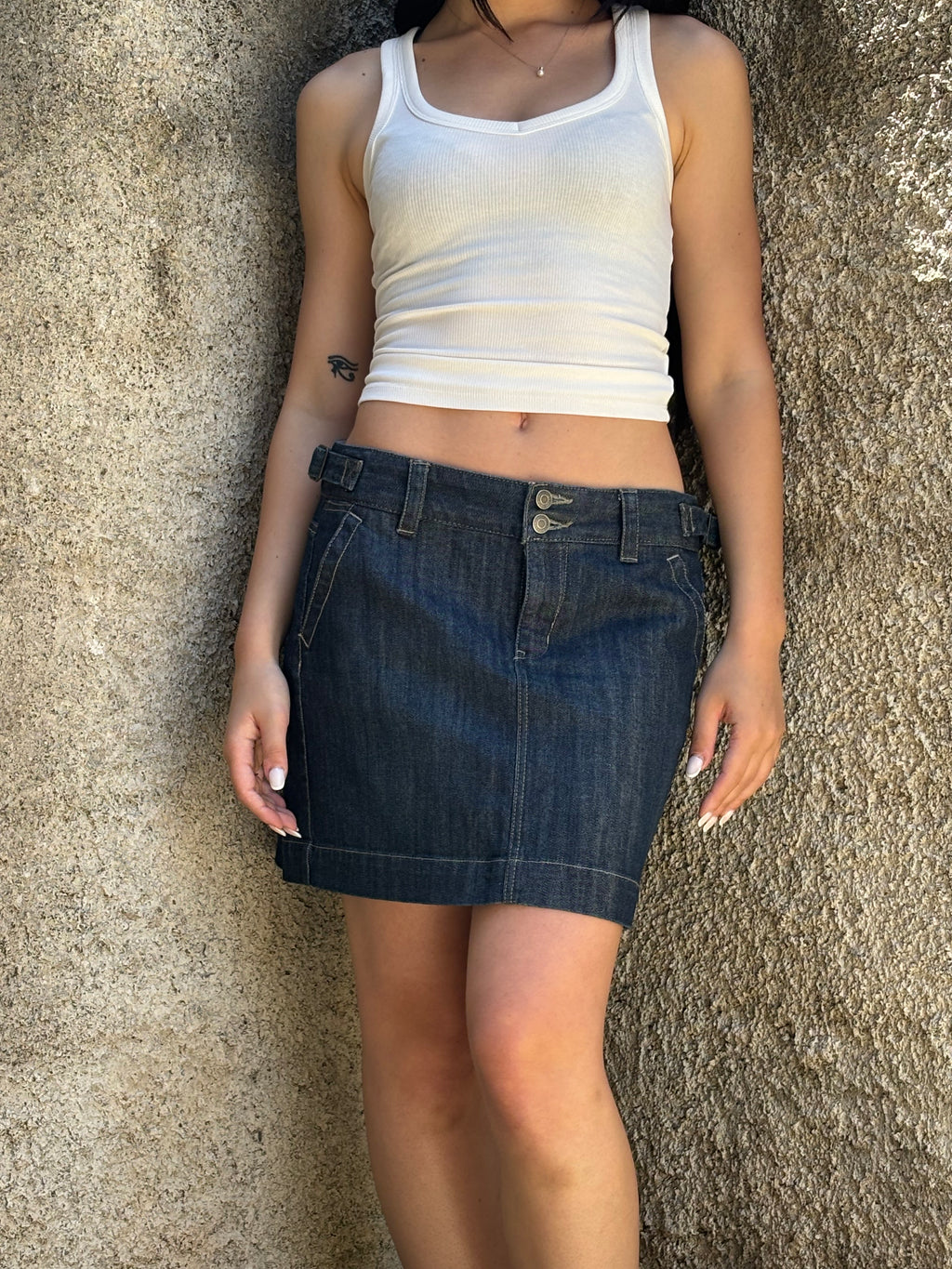 Mini Gonna Gap Vintage in Denim Scuro a Vita Bassa