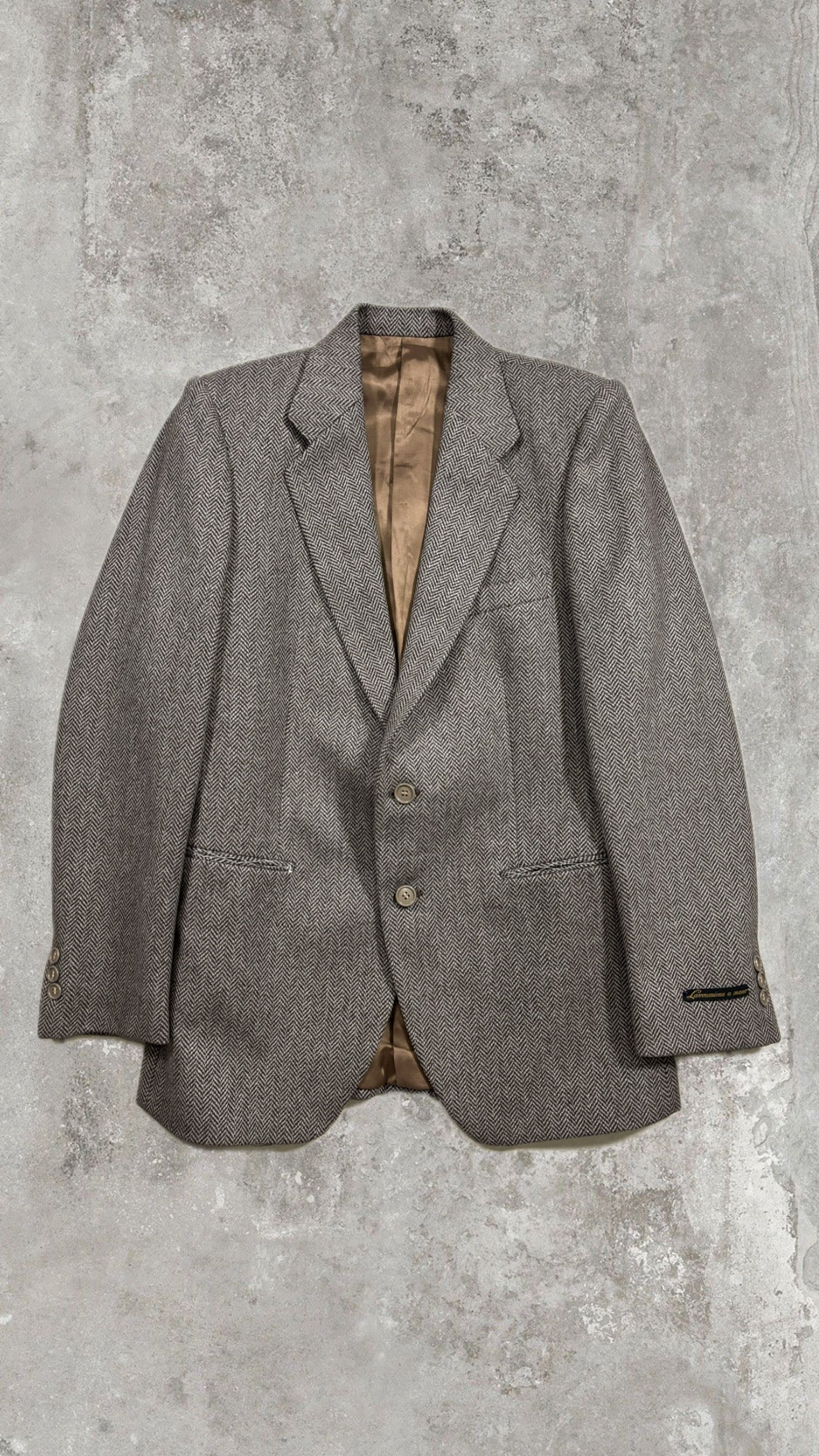 Vintage Blazer Pura Lana Vergine – Marrone/Grigio Spigato, Lavorazione a Mano, Fit Oversize Sartoriale