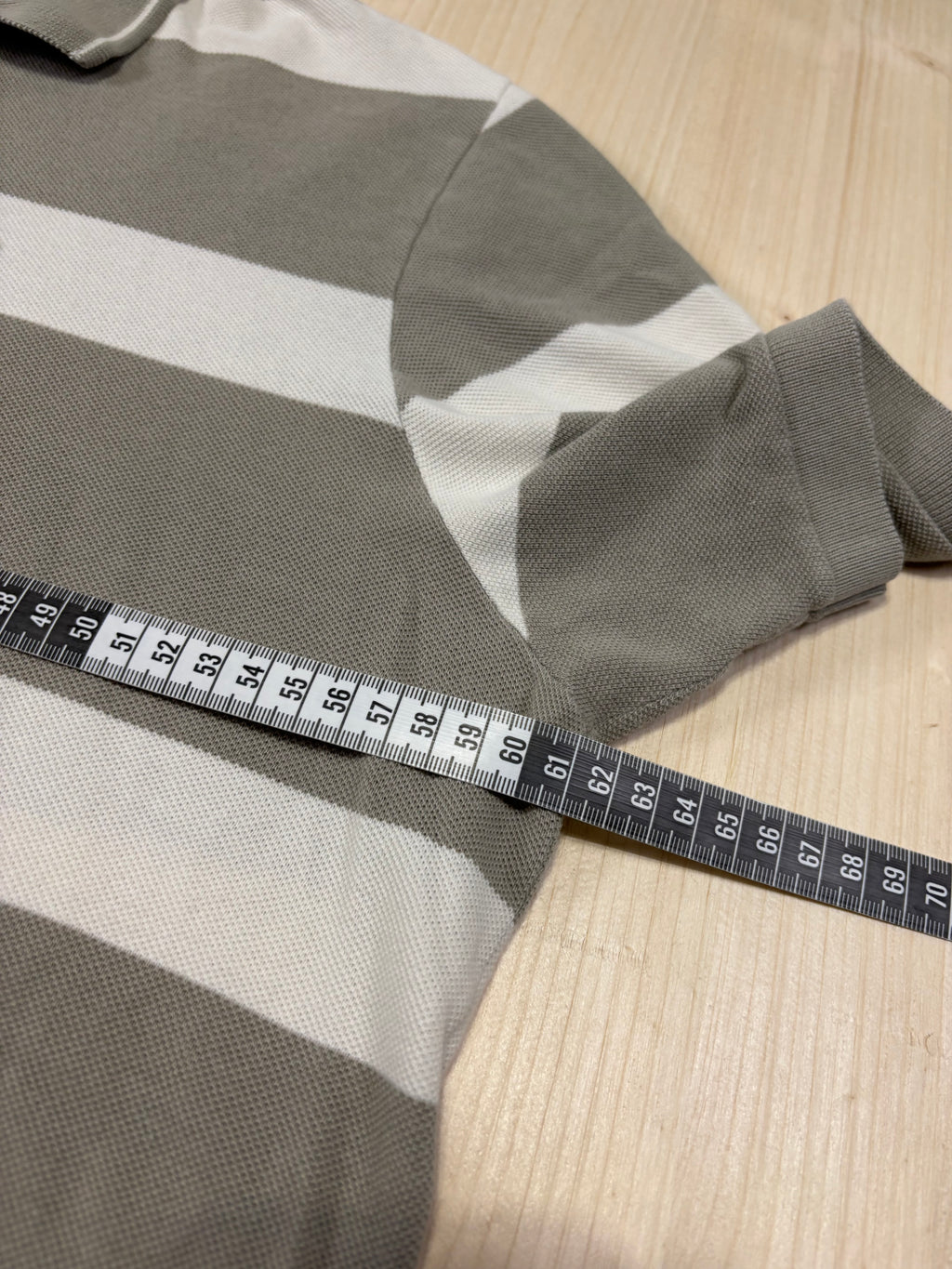 Polo Lacoste Uomo Grigio Tortora a Righe Orizzontali Bianche