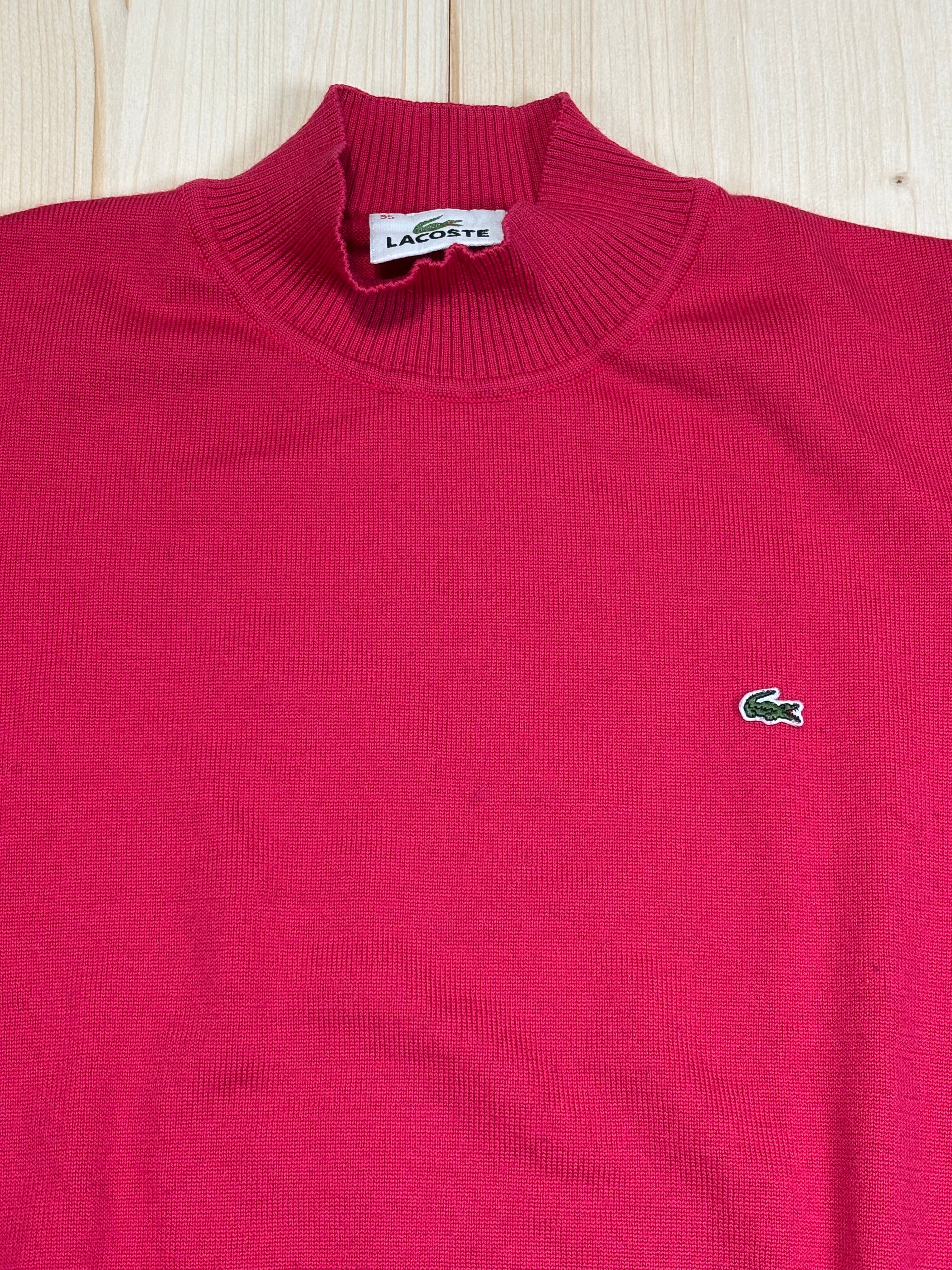 Vintage Lacoste Knit Mock Neck Top Short Sleeve - Fuchsia