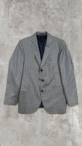 Vintage Schmitt & Lair Blazer Wool & Silk – Micro Check Blu & Bianco, Made in Germany