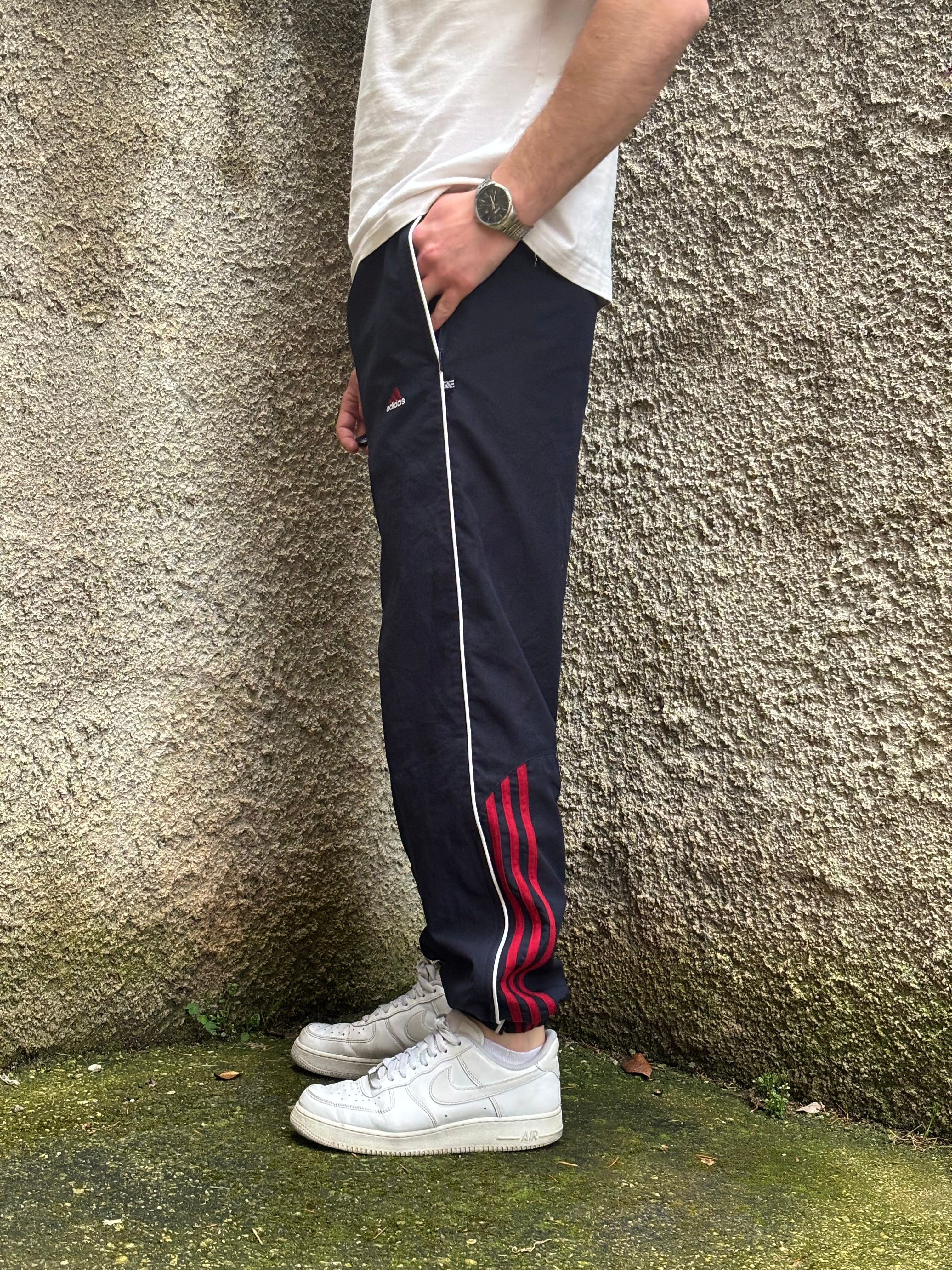 Adidas Vintage Track Pants Blu Navy Rosso Loose Fit