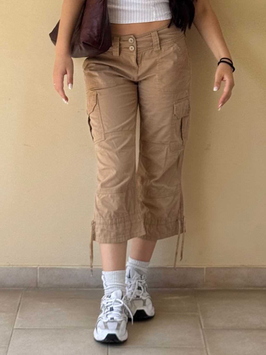 Pantalone Cargo Capri Donna Beige Vintage