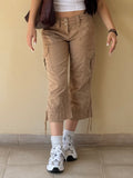 Pantalone Cargo Capri Donna Beige Vintage