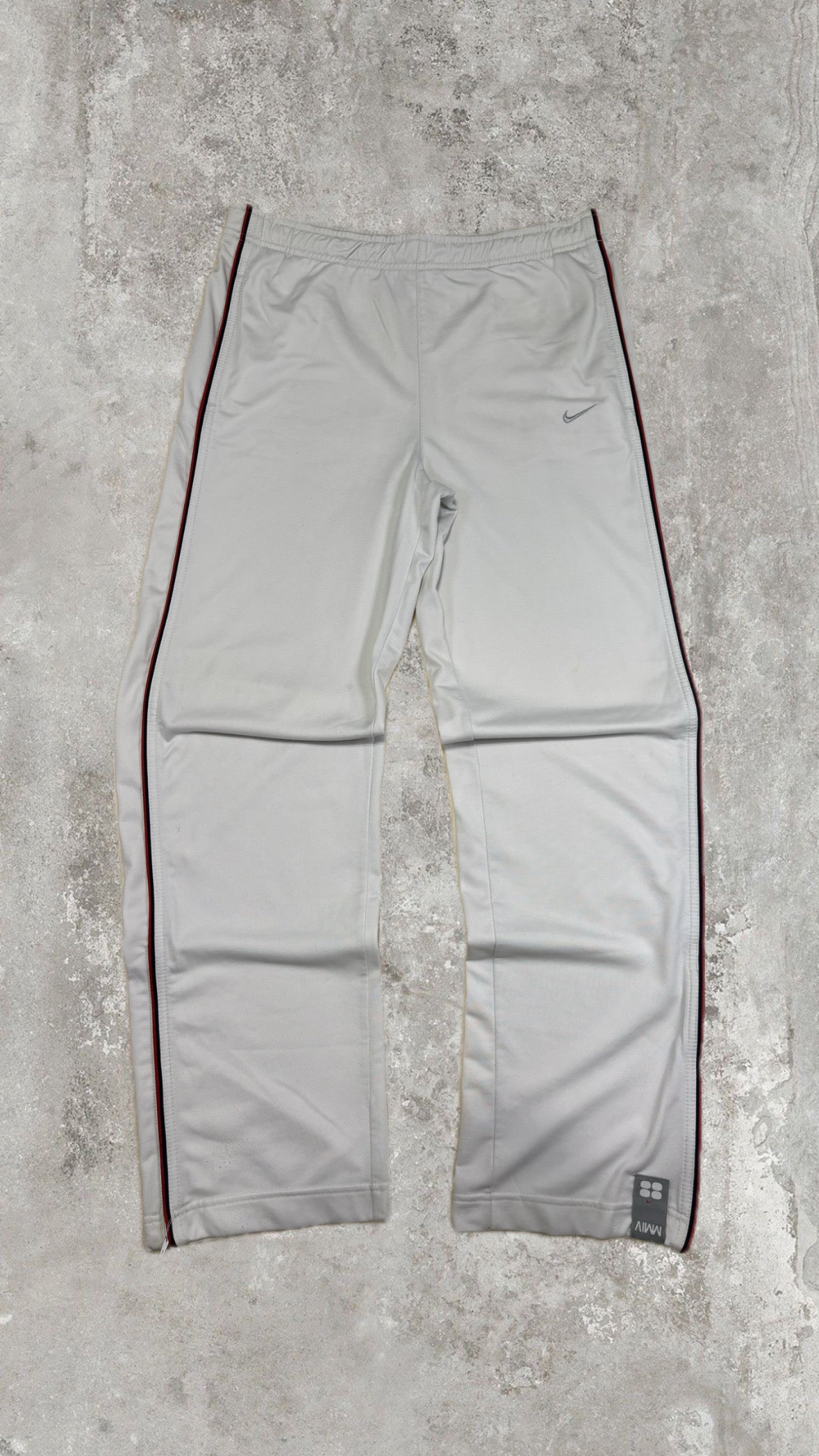 Nike Vintage White Track Pants with Red Side Piping