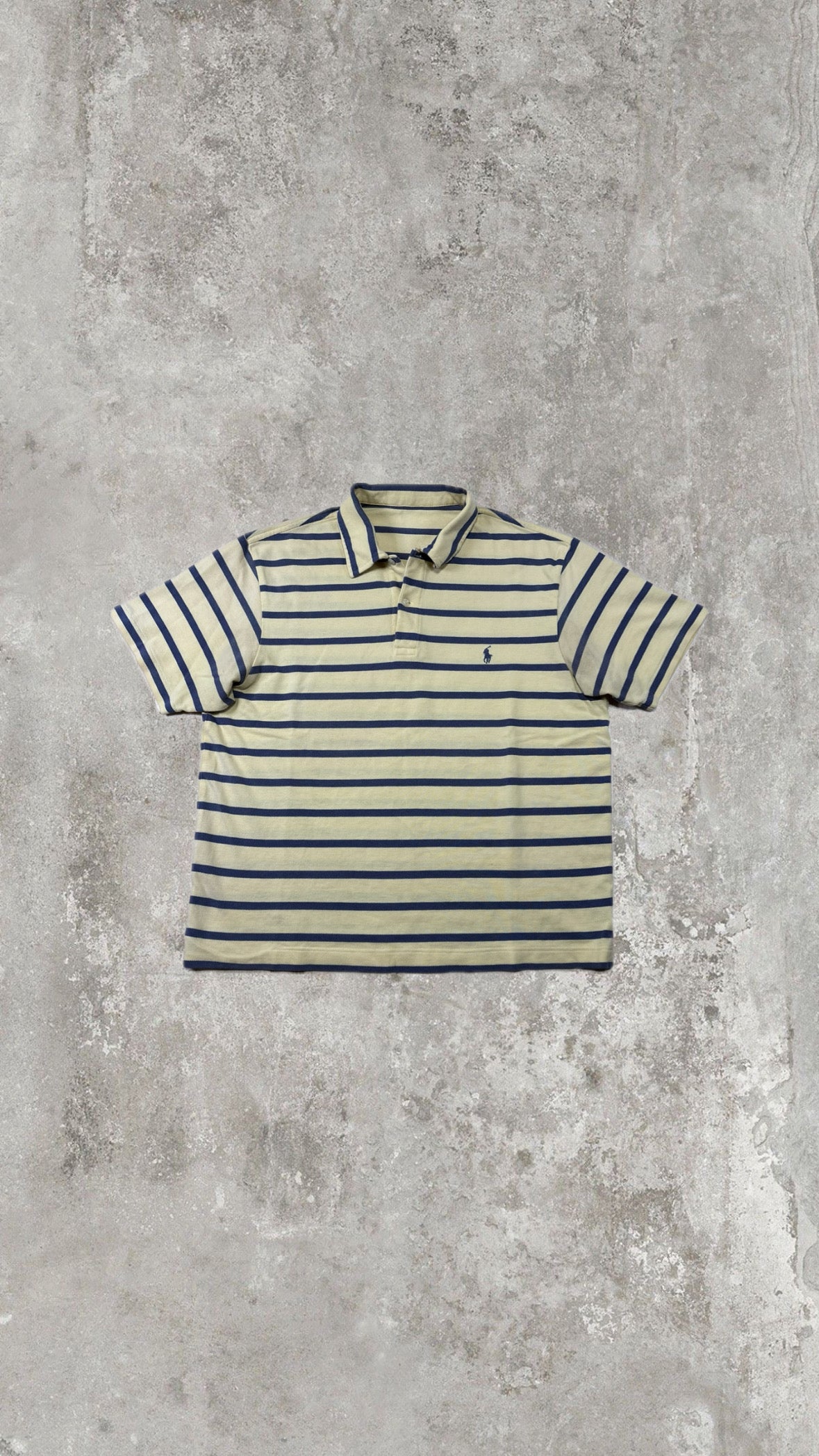 Polo Ralph Lauren Uomo Gialla a Righe Blu con Logo Ricamato
