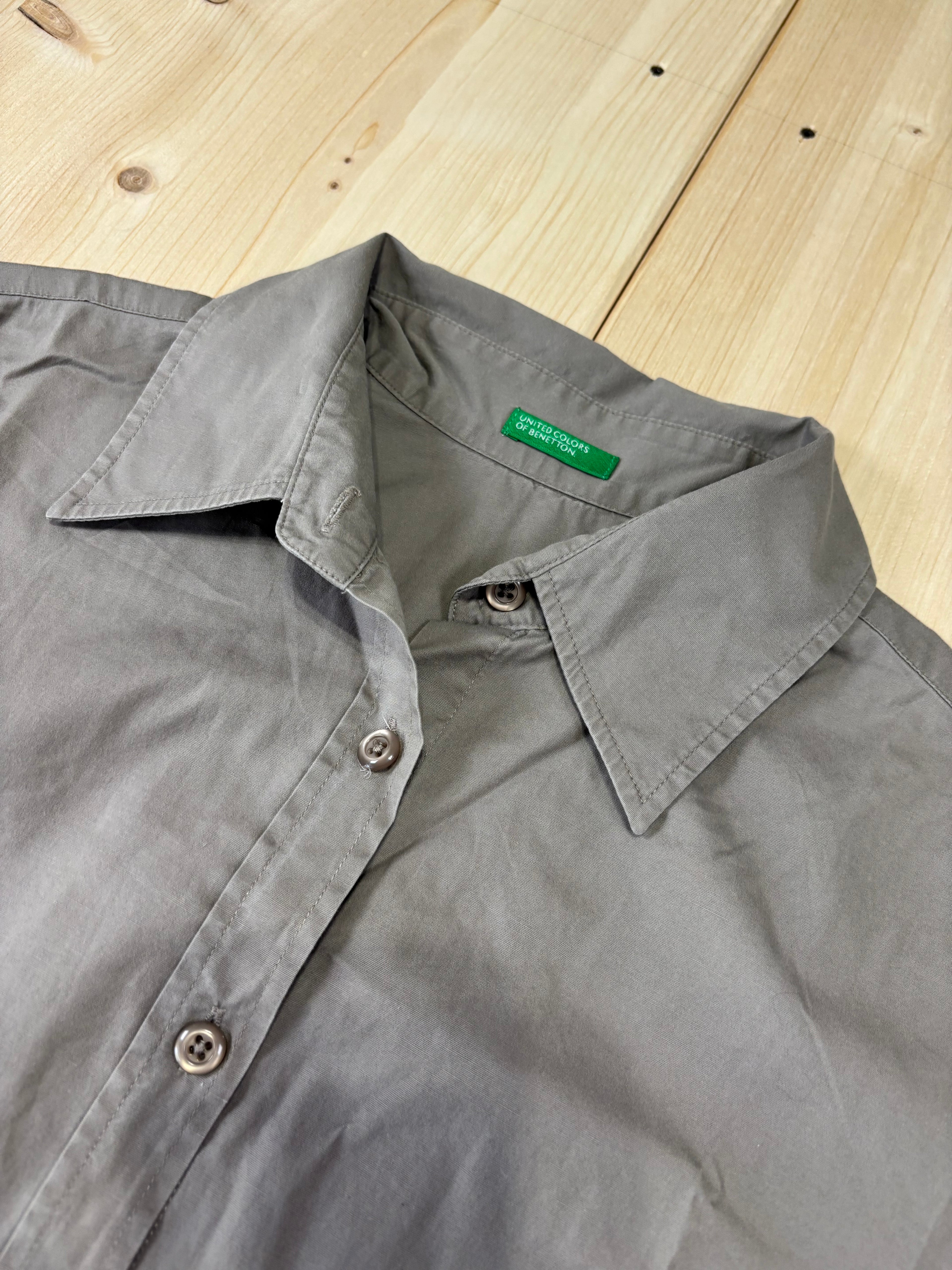 Camicia Donna Benetton Tortora a Manica Corta Vintage