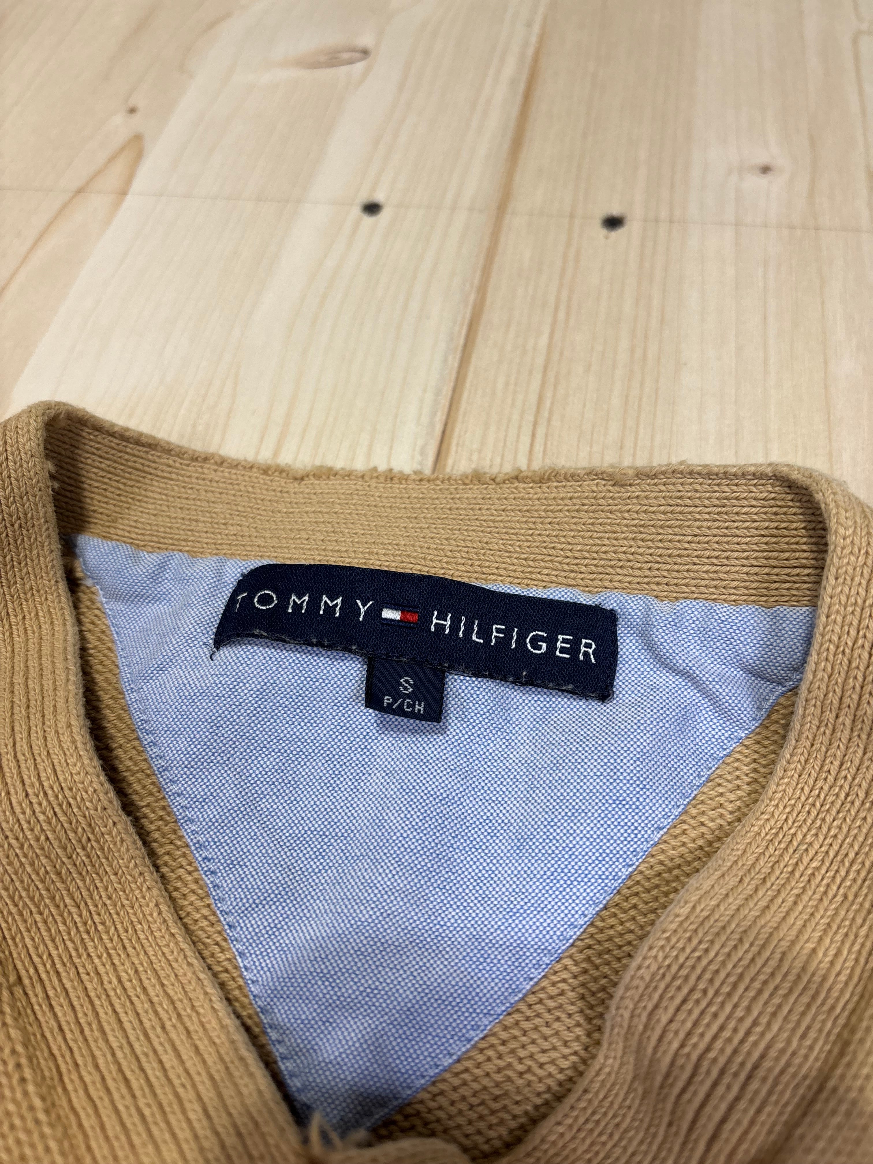 Vintage Tommy Hilfiger V-Neck Knit Jumper – Beige