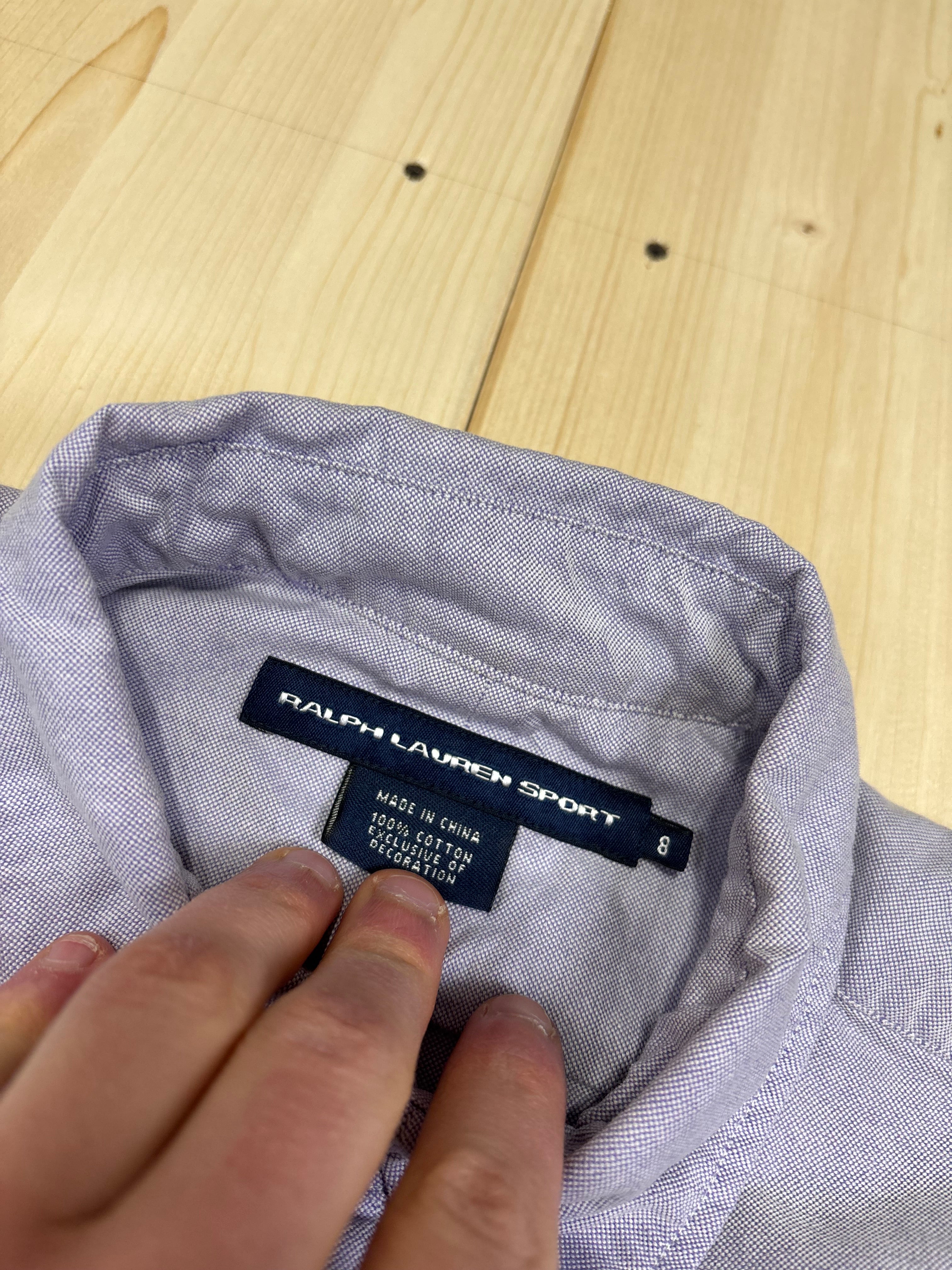Camicia Donna Ralph Lauren Sport Vintage Lilla con Stemma Ricamato