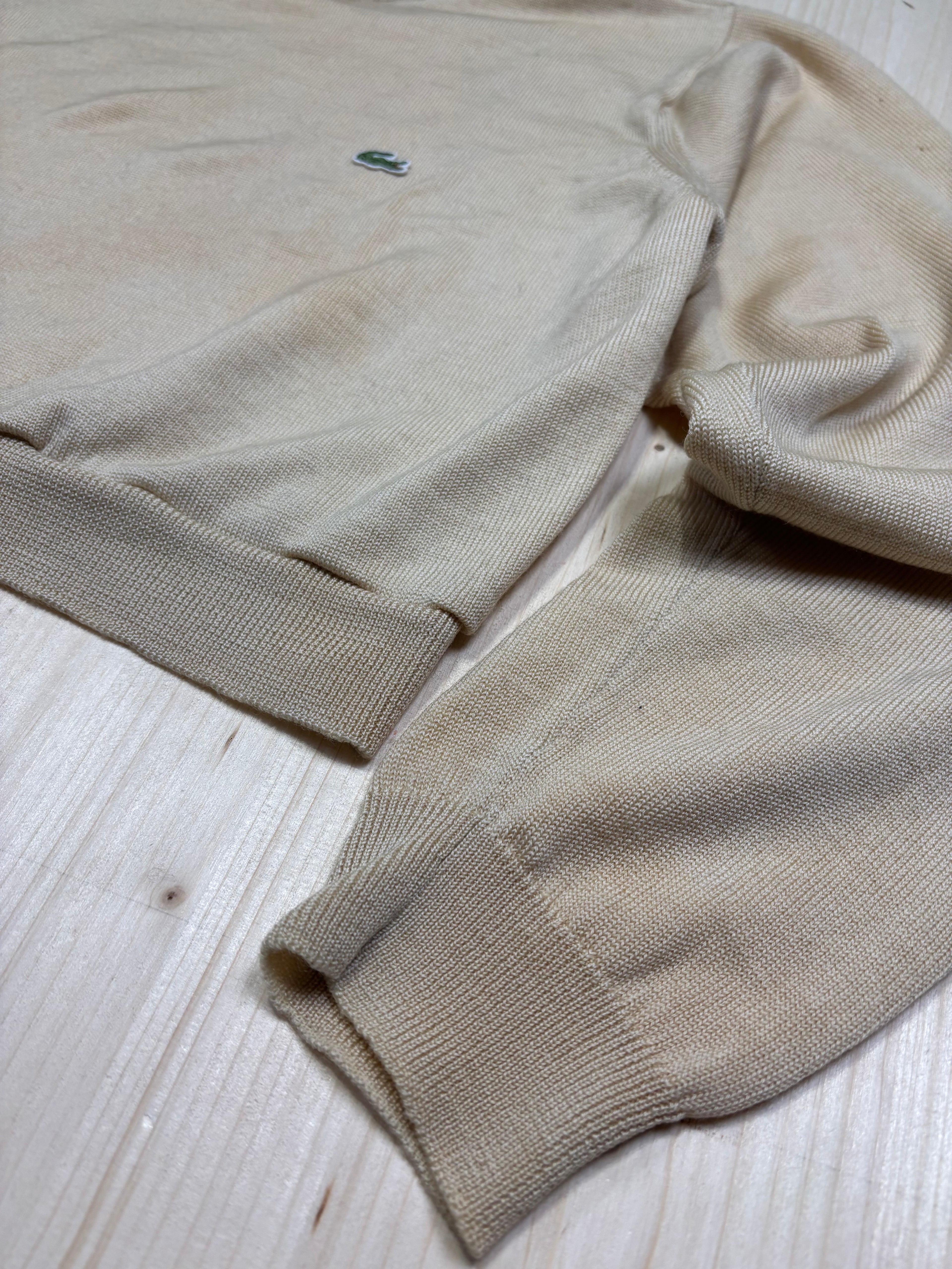 Vintage Lacoste Beige Long Sleeve Top Crewneck - Cropped Fit
