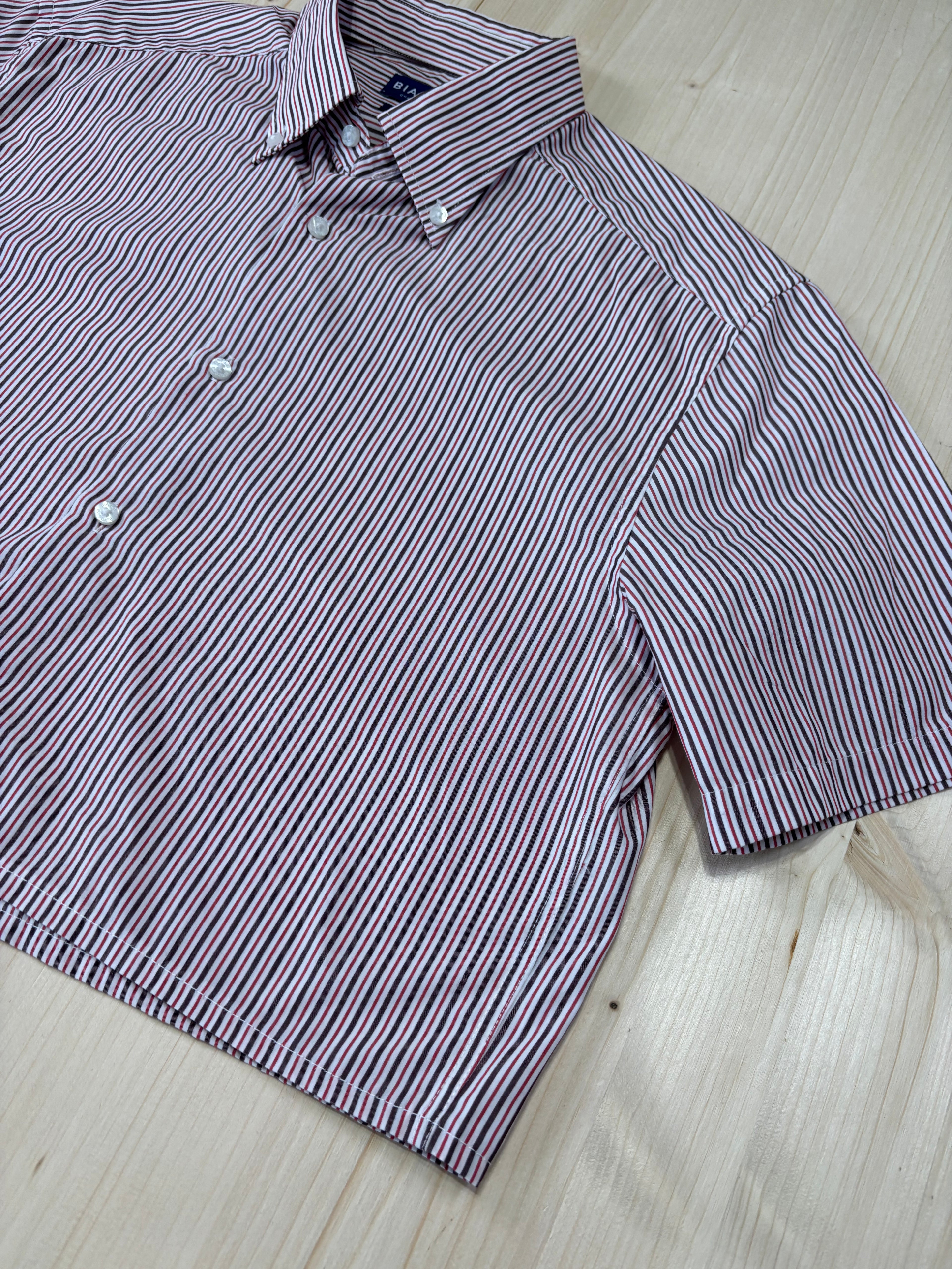 Camicia Cropped Vintage a Righe Biaggini Rosso/Bianco