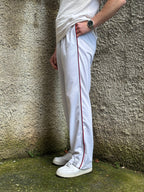 Nike Vintage White Track Pants with Red Side Piping