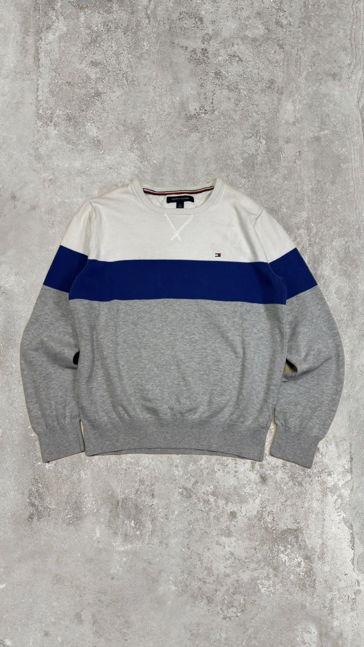 Vintage Tommy Hilfiger Crewneck Sweatshirt – Grey, Navy & White