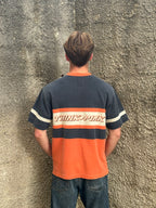 Think Pink Colour Block V-Neck T-Shirt Navy Orange