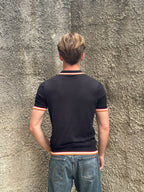 Antony Morato Perforated Knit Polo Navy