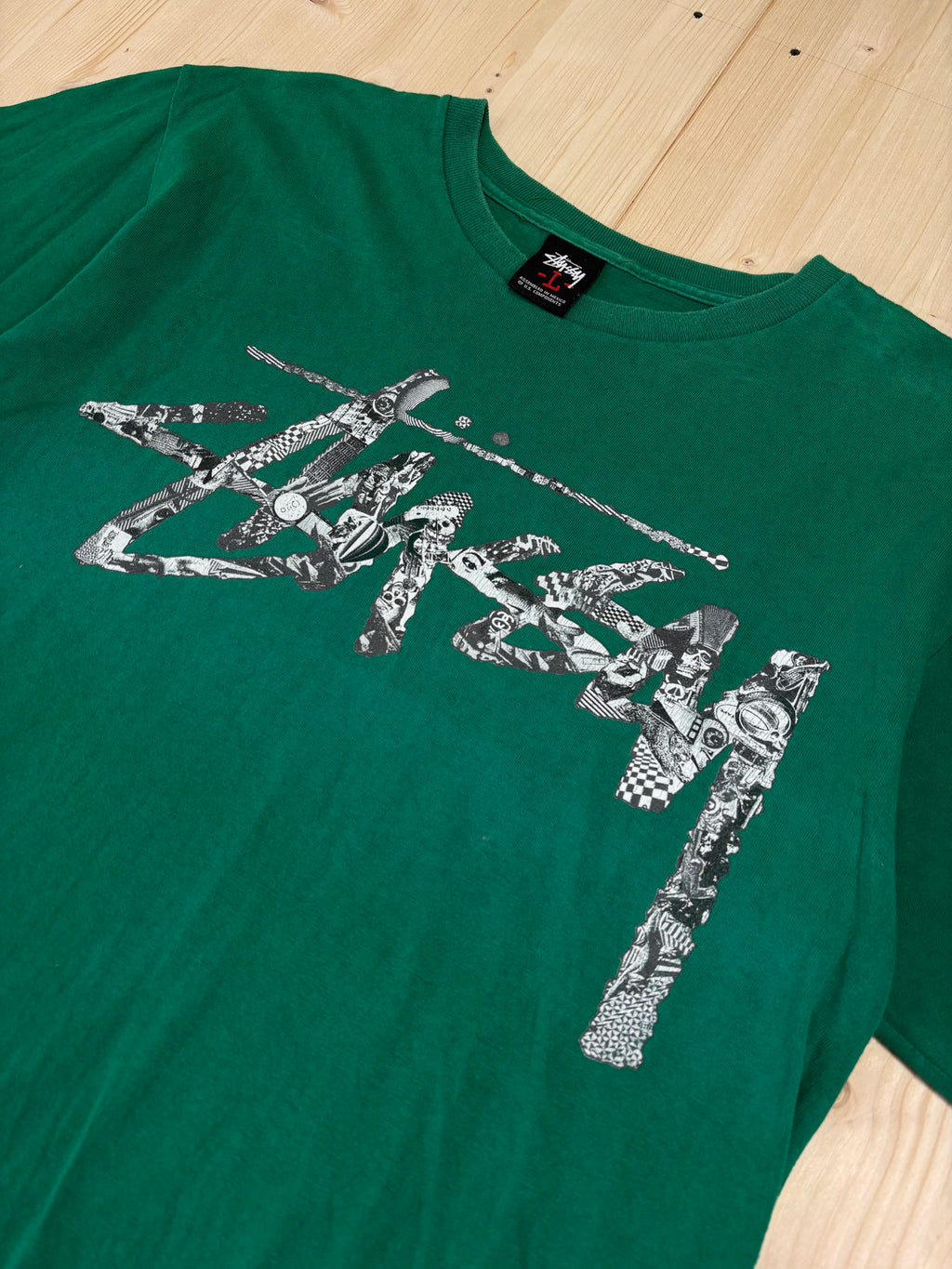 Vintage Stüssy Logo T-Shirt Green Graphic Streetwear
