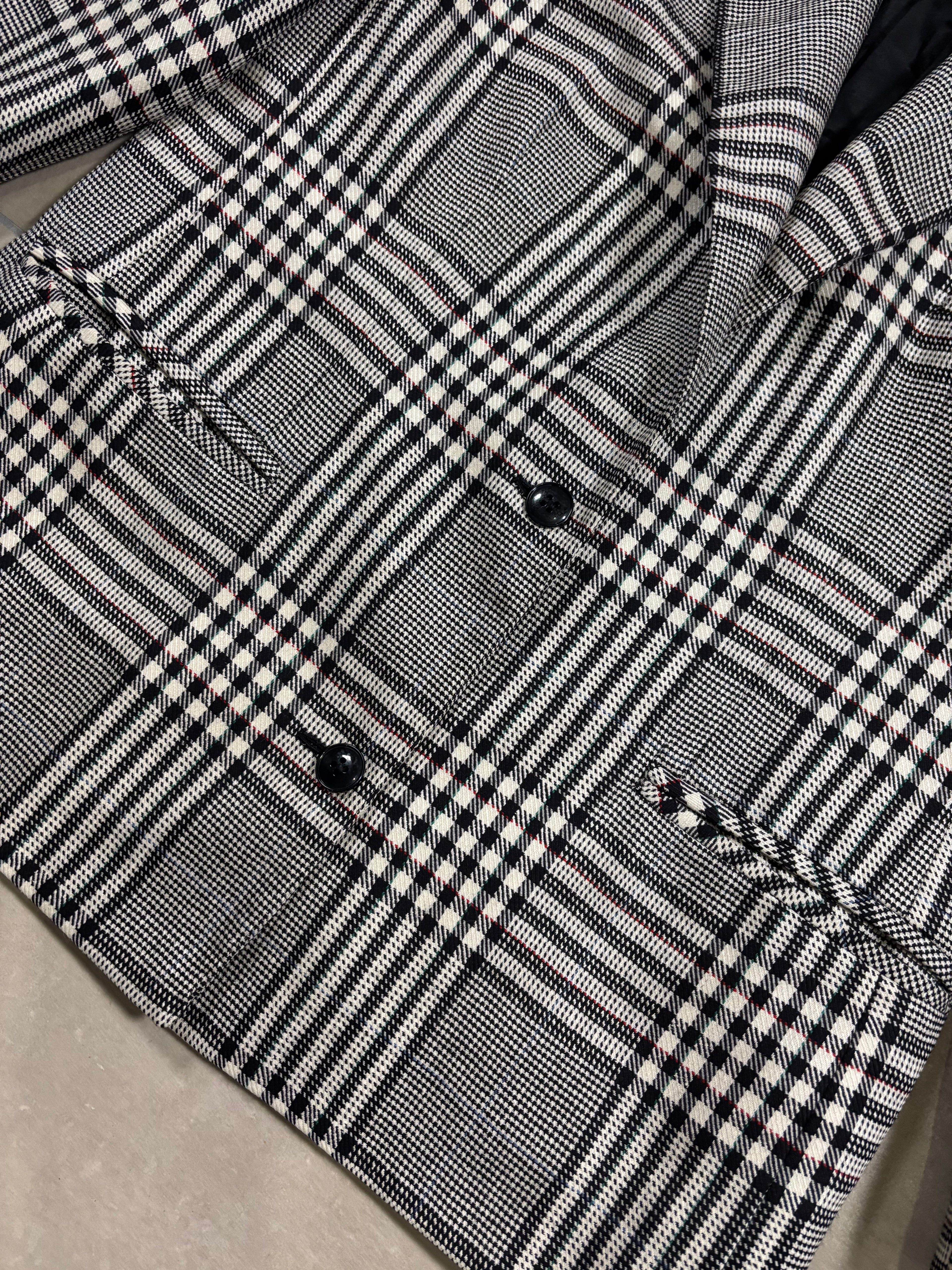 Vintage Byblos Blazer Black & White Plaid – 2 bottoni, Fit Oversize, Style Y2K