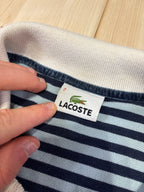 Polo Lacoste Uomo a Righe Blu e Azzurre con Colletto Bianco
