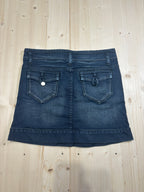 Mini Gonna Denim Vintage Blu Scuro Donna
