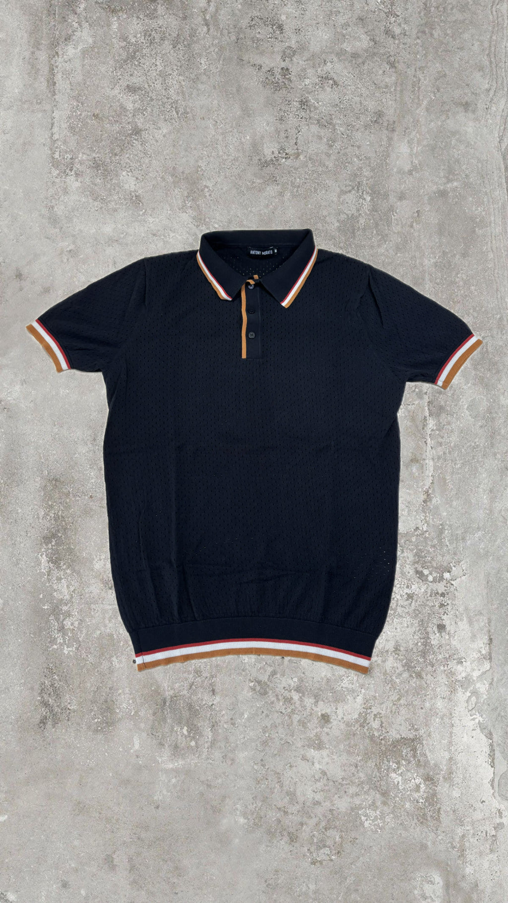 Antony Morato Perforated Knit Polo Navy