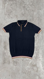Antony Morato Perforated Knit Polo Navy