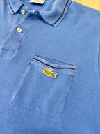 Polo Lacoste Vintage Blu con Taschino Logo Ricamato