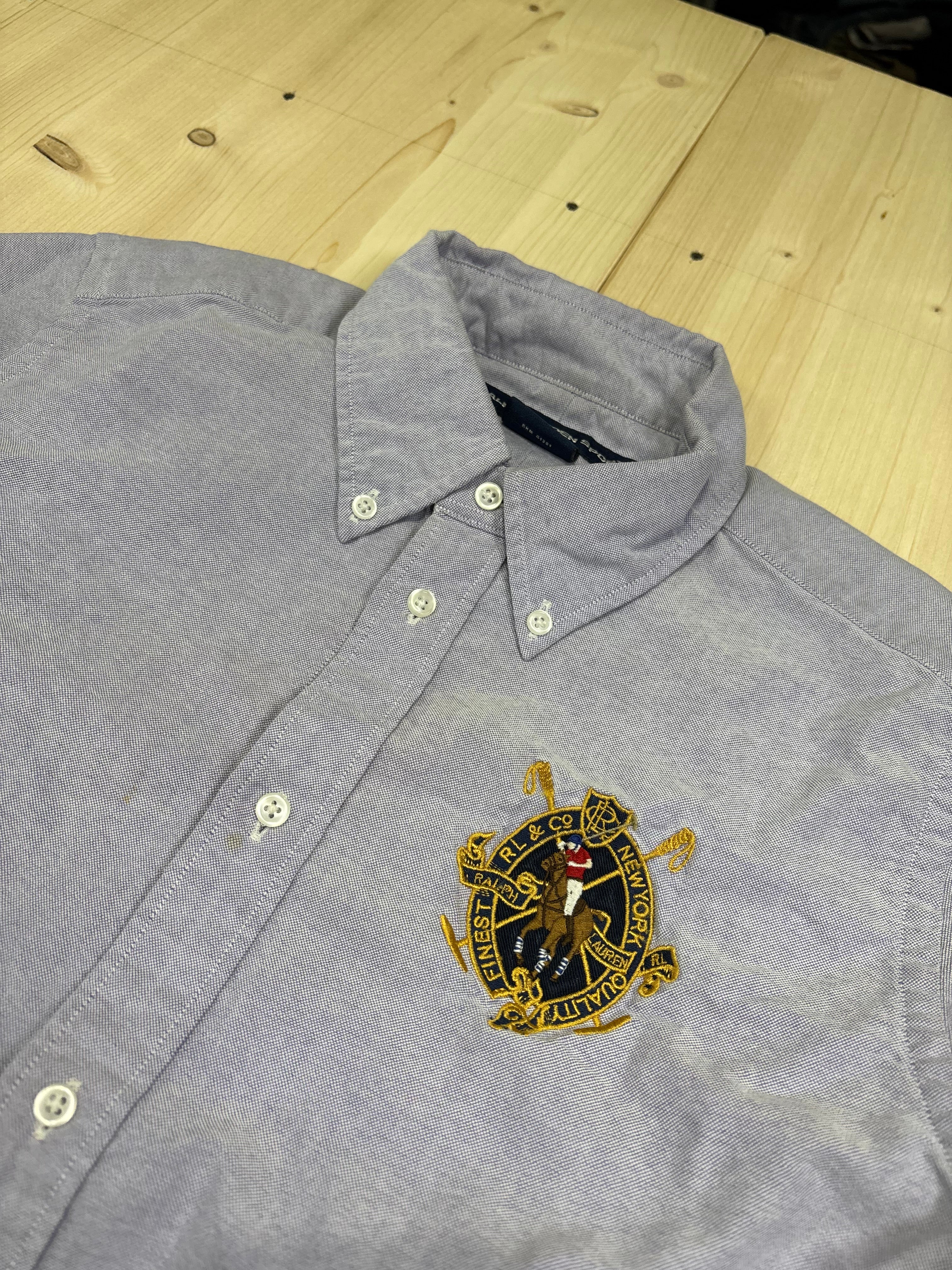 Camicia Donna Ralph Lauren Sport Vintage Lilla con Stemma Ricamato