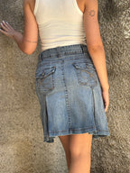 Gonna Vintage in Denim con Piega Laterale Y2K
