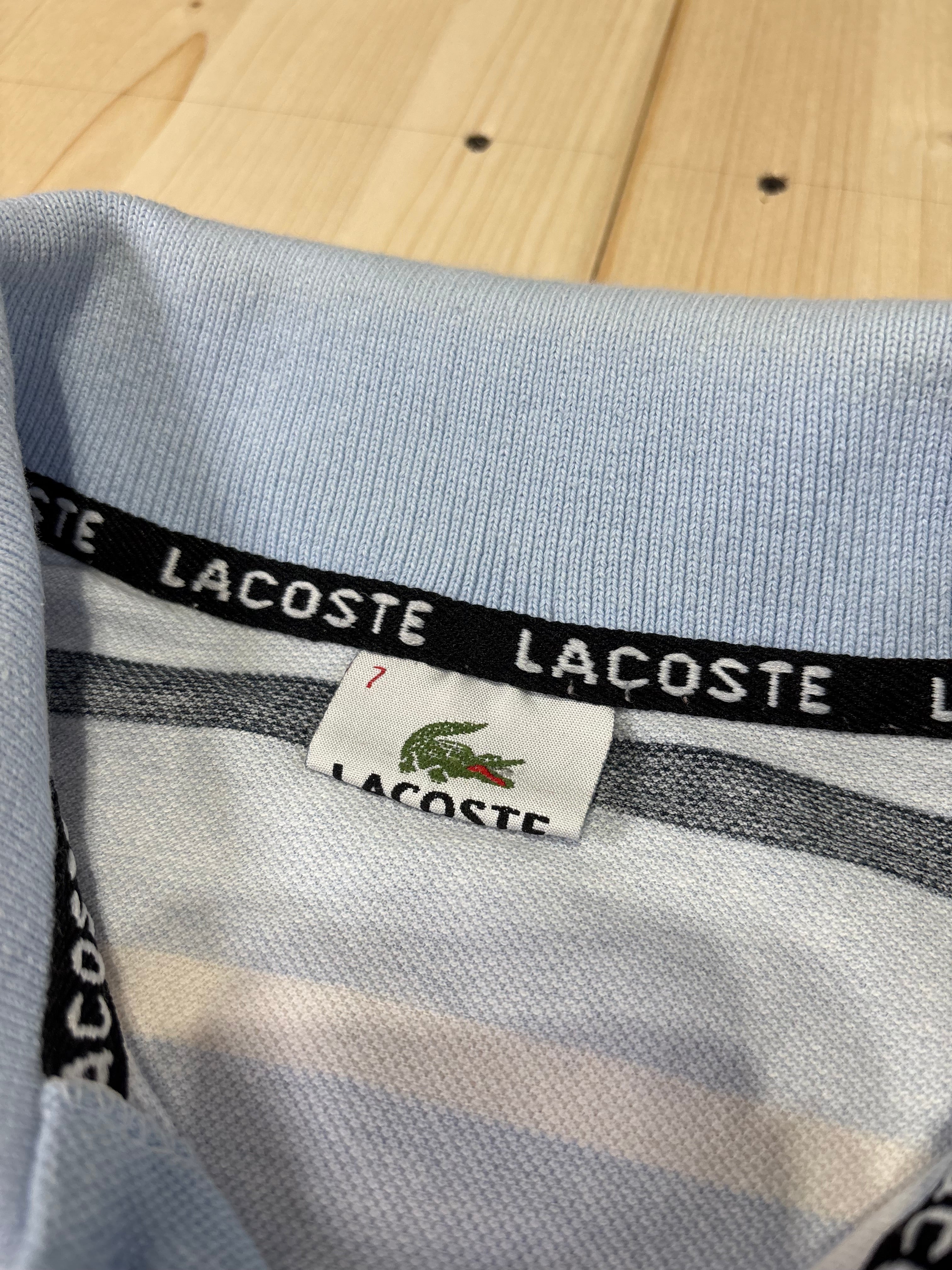Polo Lacoste Uomo Azzurro Chiaro a Righe Orizzontali con Logo