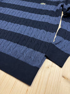 Vintage Lacoste Striped Cable Knit Sweater Crewneck - Navy & Blue