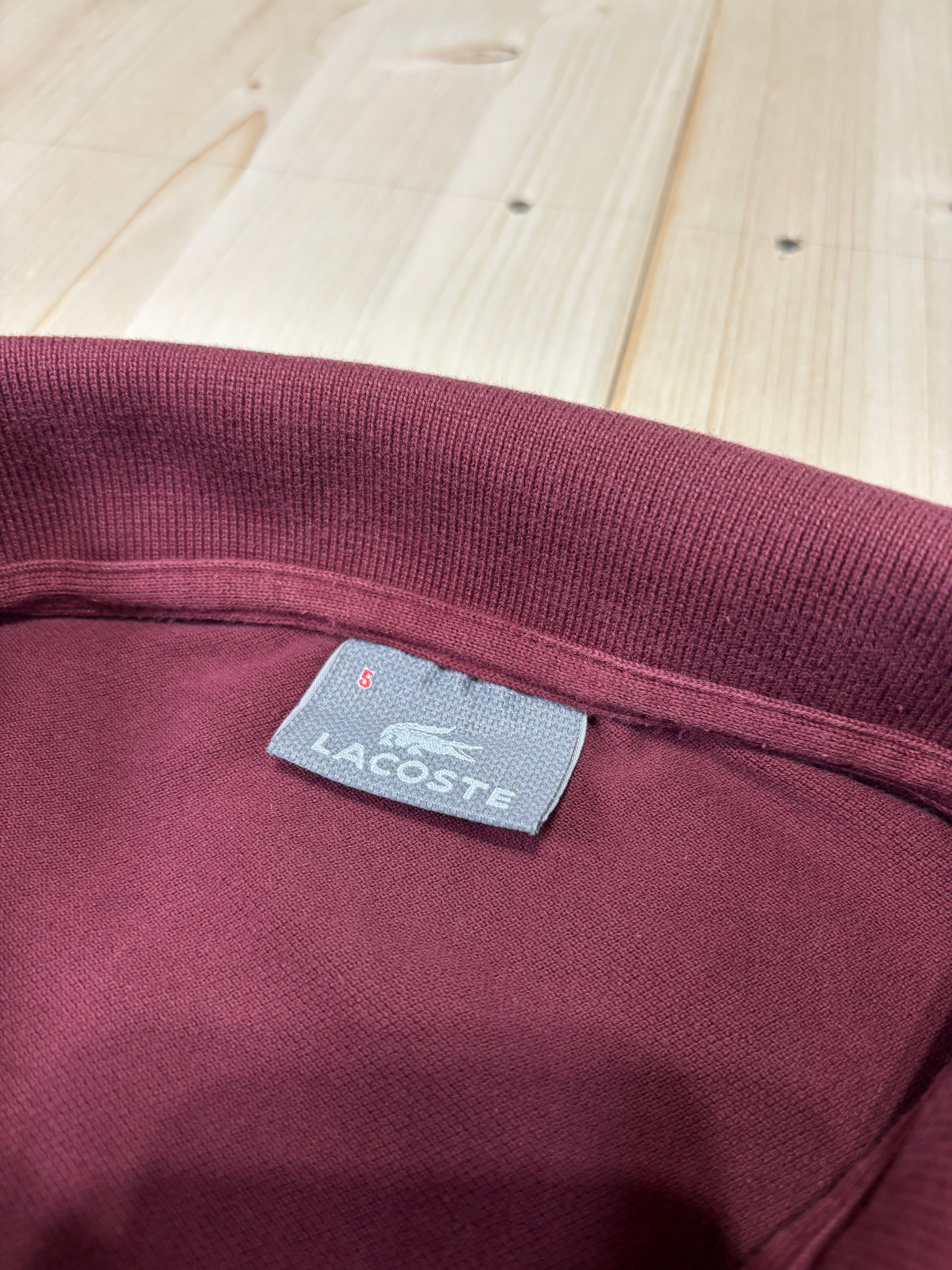 Polo Lacoste Uomo Bordeaux in Cotone a Maniche Lunghe